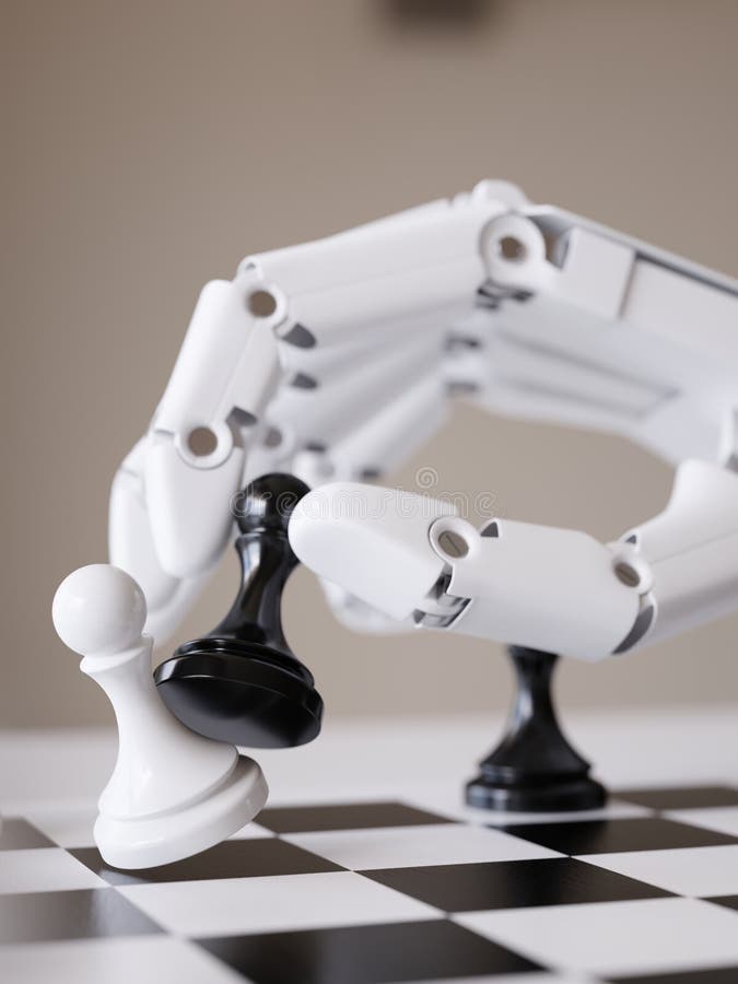 Robot Playing Chess 3d Illustration Artificial Intelligence Concept royalty free stock image Robot Playing Chess 3d Illustration Artificial Intelligence Concept royalty free stock image