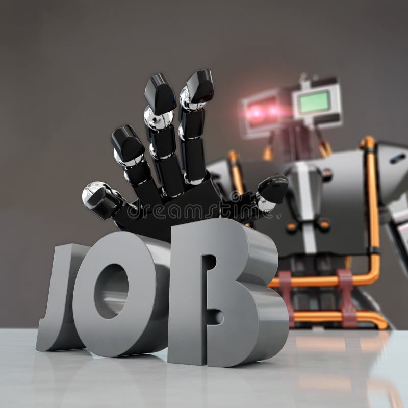 Robot que toma palabra del ` del trabajo del ` stock de ilustración Robot que toma palabra del ` del trabajo del ` stock de ilustración
