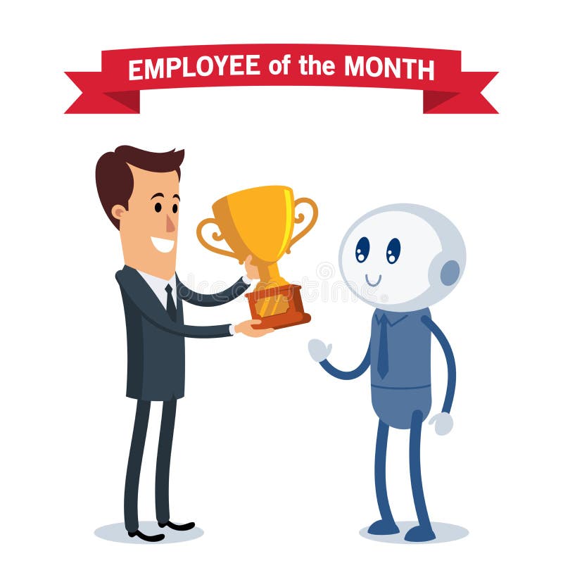 Robot wins a award vector illustration Robot wins a award vector illustration