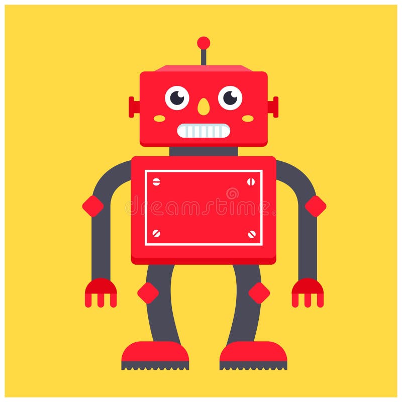 Robot retro rojo en un fondo amarillo libre illustration Robot retro rojo en un fondo amarillo libre illustration