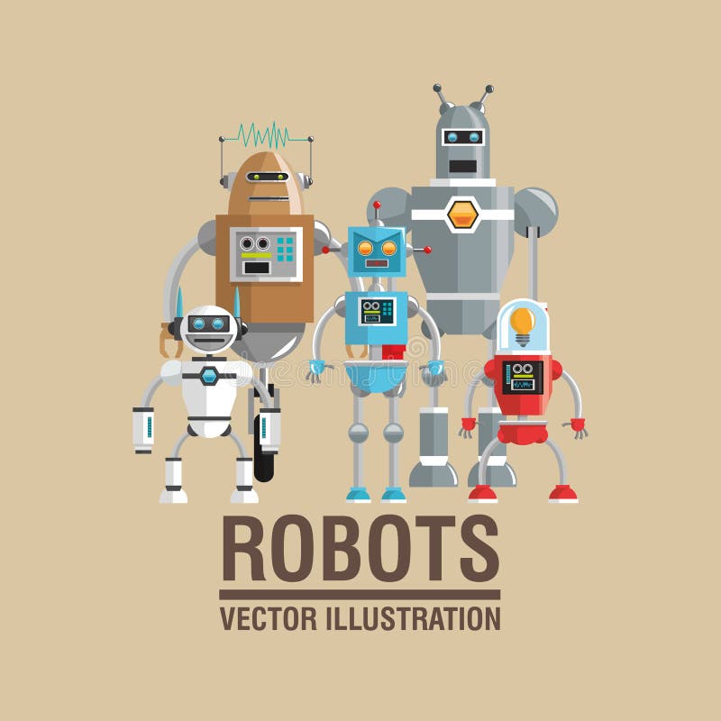 Robot set design. Technology concept. humanoid icon vector illustration
