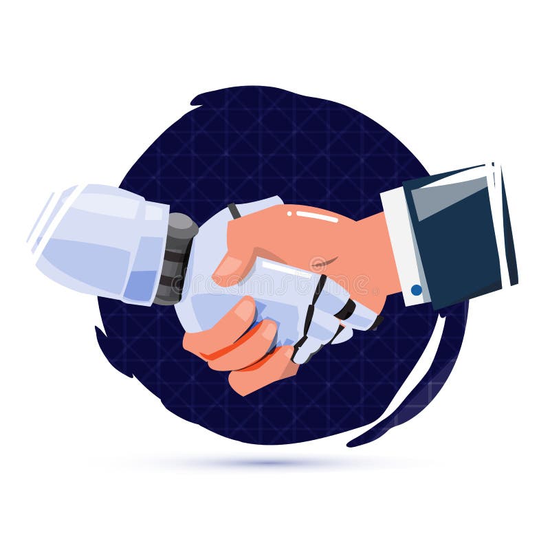 Robot shaking hand with human - vector vector illustration Robot shaking hand with human - vector vector illustration