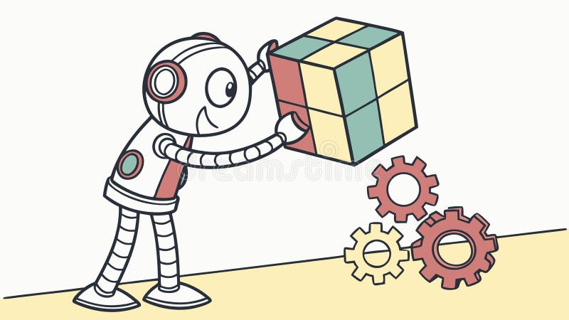 Robot Solving Puzzle, AI and Problem Solving, vector design Generative AI vector illustration