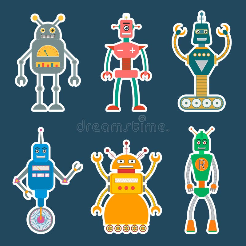 Robot Stickers Stock Illustrations – 837 Robot Stickers Stock