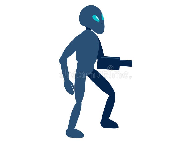 Robot straniero isolato su fondo bianco Nello stile minimalista Vettore piano del fumetto illustrazione vettoriale Robot straniero isolato su fondo bianco Nello stile minimalista Vettore piano del fumetto illustrazione vettoriale