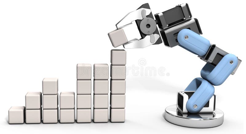 Robotic arm building technology business growth data chart. Robotic arm building technology business growth data chart