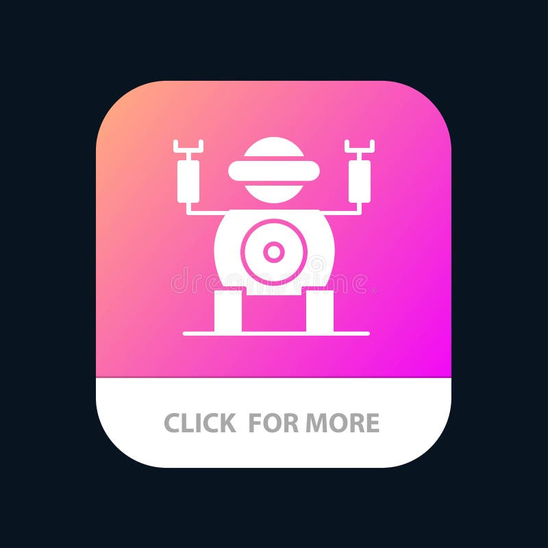Robot, Technology, Toy Mobile App Button. Android and IOS Glyph Version vector illustration