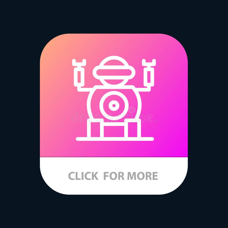 Robot, Technology, Toy Mobile App Button. Android and IOS Line Version stock illustration