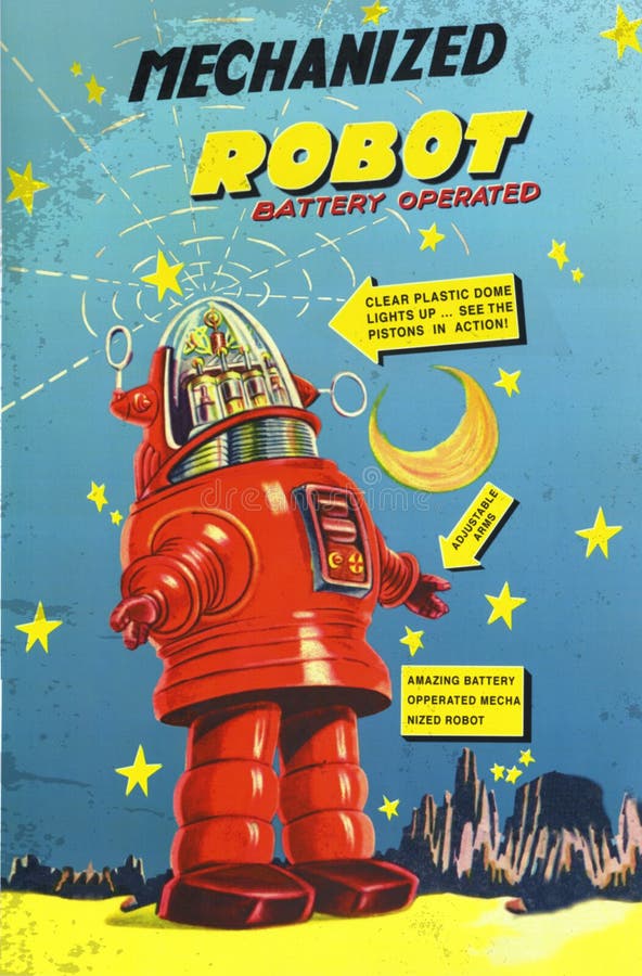 Robot Toy Box Robbie Japanese Toys vintage art poster card battery operated kids classic lost in space