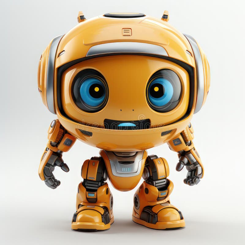 Robot toy on a white background, 3D. AI generative. Illustration in 3D render style
