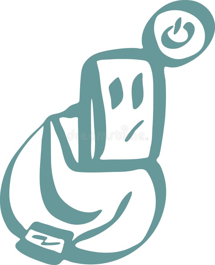 Robot turning on mobile device vector stock illustration Robot turning on mobile device vector stock illustration