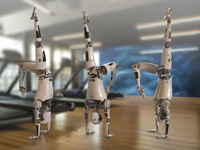 Robot Umanoide in Posizione Yoga a Mano Illustrazione di Stock -  Illustrazione di metallo, idoneità: 259730611
