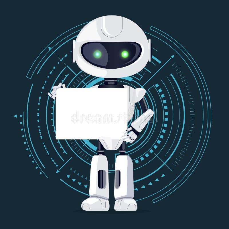 Robot and Sheet of Paper, Vector Illustration royalty free illustration