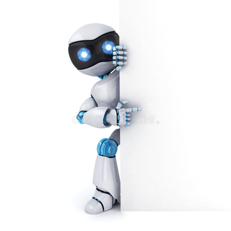 Robot y espacio en blanco blanco vacío ilustración del vector