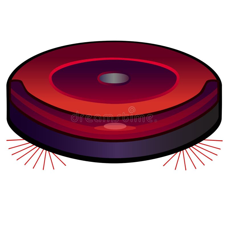 Robota próżniowy cleaner hoover Próżniowy Liniowy obrazek z koloru gradientem Zakończenie. Robota próżniowy cleaner hoover Próżniowy Liniowy obrazek z koloru gradientem Czerwonego round robota próżniowy cleaner z bocznymi muśnięciami