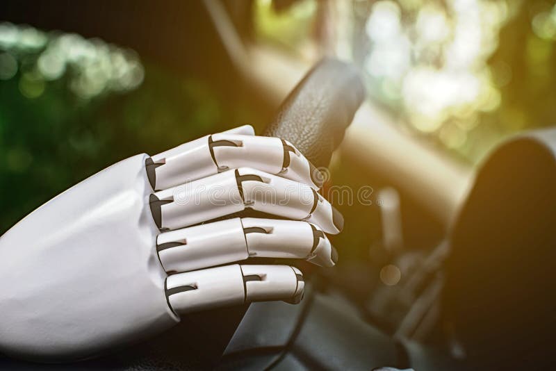 Robota samochodowego jeżdżenia mądrze systemu robota automatyczna przyszłościowa ręka fotografia stock Robota samochodowego jeżdżenia mądrze systemu robota automatyczna przyszłościowa ręka fotografia stock