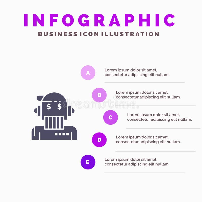 Robotadviseur, Adviseur, Adviseur, Algoritme, Analist Solid Icon Infographics 5 de Achtergrond van de Stappenpresentatie vector illustratie Robotadviseur, Adviseur, Adviseur, Algoritme, Analist Solid Icon Infographics 5 de Achtergrond van de Stappenpresentatie vector illustratie