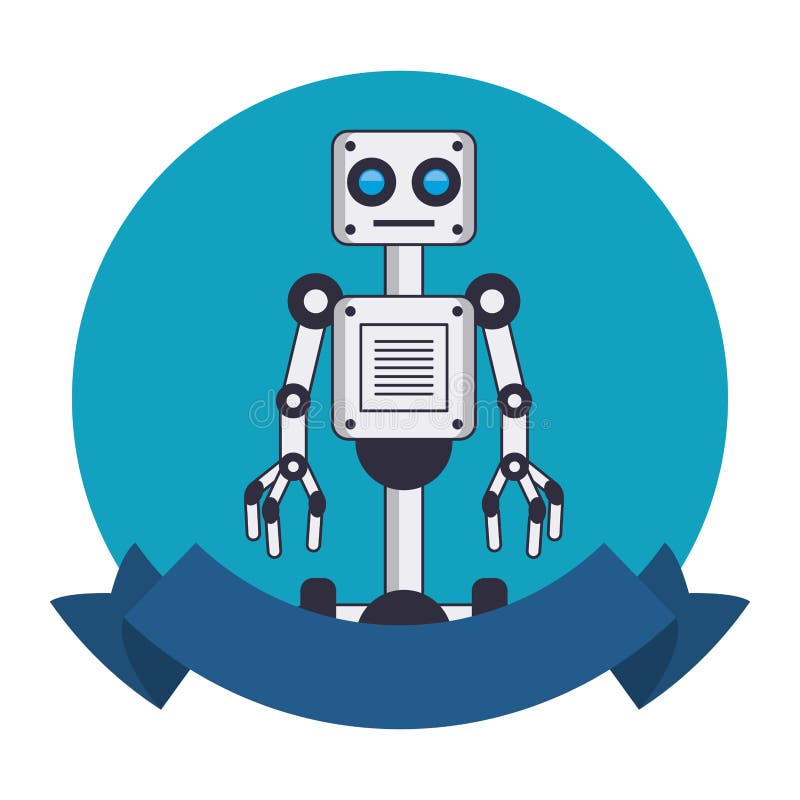 Roboten med hjul rundar emblemet vektor illustrationer Roboten med hjul rundar emblemet vektor illustrationer