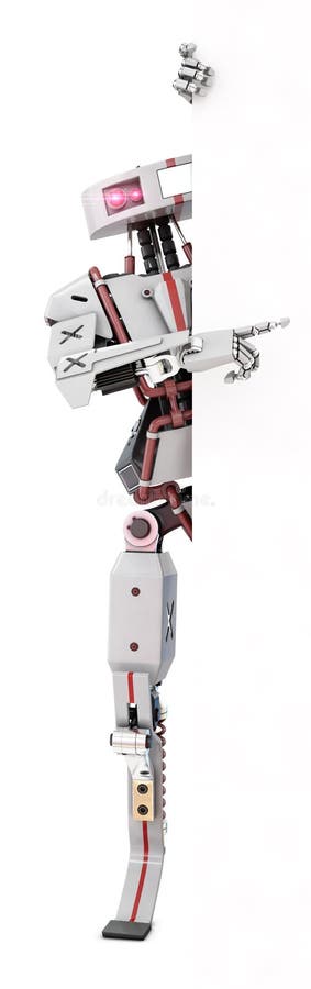 Roboter, der auf etwas zeigt lizenzfreie abbildung Roboter, der auf etwas zeigt lizenzfreie abbildung