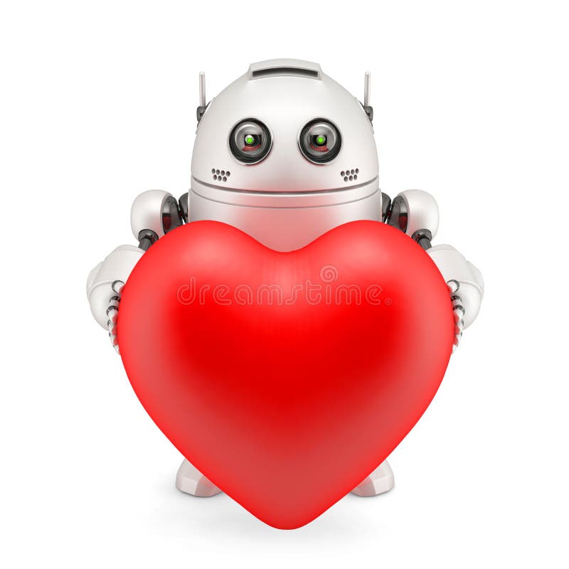 Roboter, der ein rotes Herz hält vektor abbildung