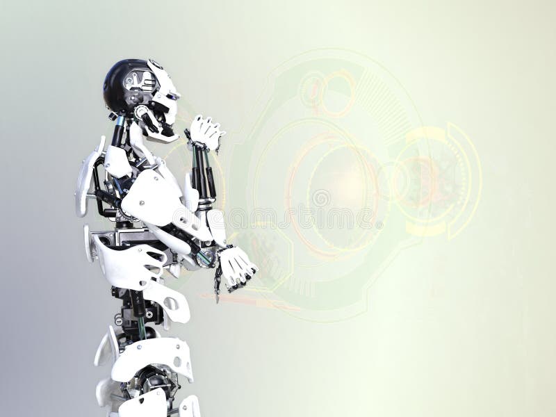 Roboter, der mit virtuellem Display arbeitet. lizenzfreie abbildung