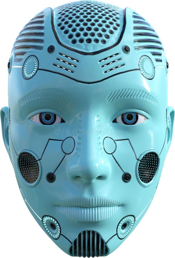Roboter-Gesichter, Kopf, Technologie, isoliert, Frau