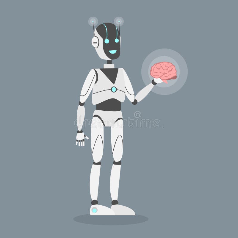 Roboter mit Gehirn stock abbildung Roboter mit Gehirn stock abbildung