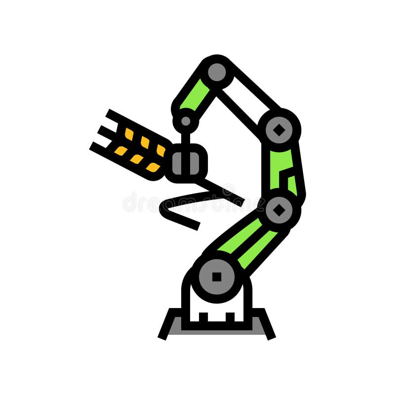Roboterarm Kulturpflanzen Roboter erntet Farbsymbol-Vektorbild stock abbildung