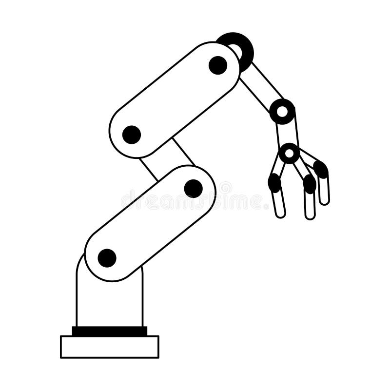 Roboterarmikonenkarikatur lokalisiert in Schwarzweiss. Robotervektor-Illustrationsgrafikdesign der armikone Karikatur lokalisiertes