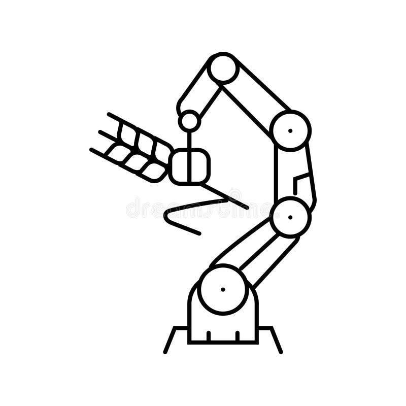 Roboterarmkulturen Roboterernte Linie Symbol Vektorbild stock abbildung