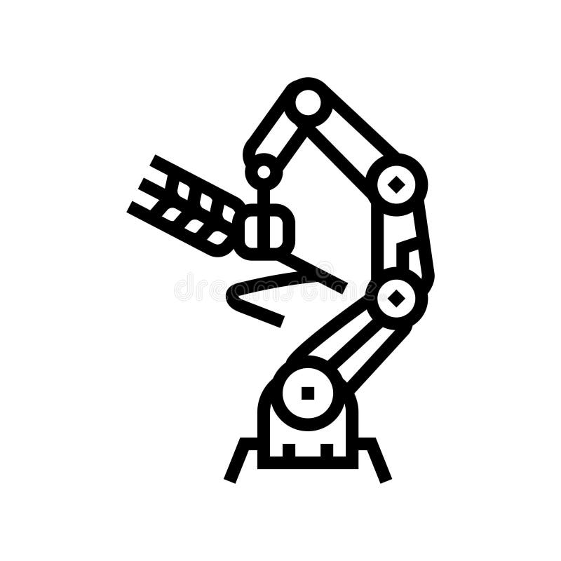 Roboterarmkulturen Roboterernte Linie Symbol Vektorbild lizenzfreie abbildung