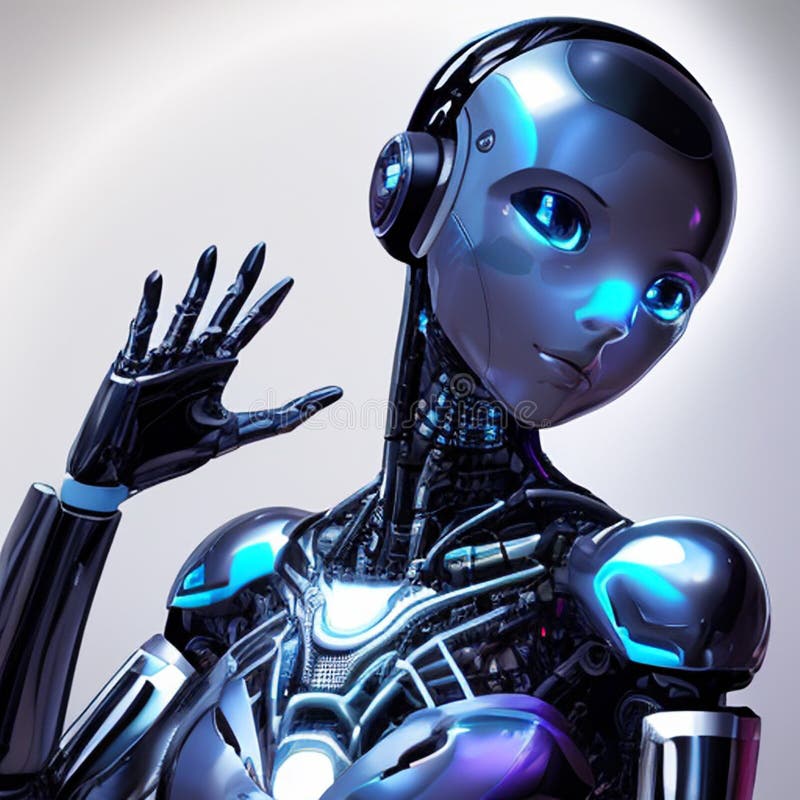 Roboterbild zerlegt der Roboter das Gesicht eines humanoiden Roboters. stock abbildung