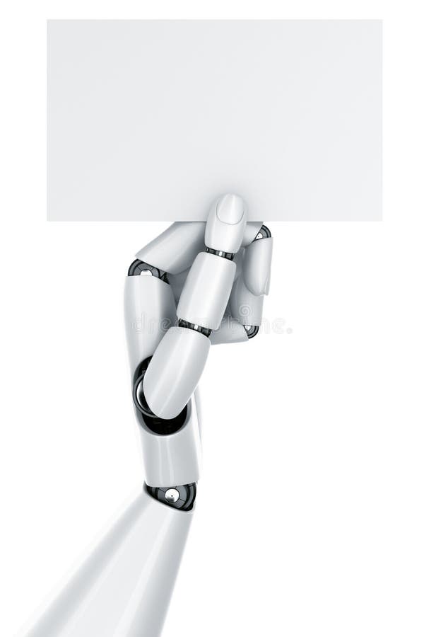 Roboterhand, die ein unbelegtes Zeichen anhält vektor abbildung