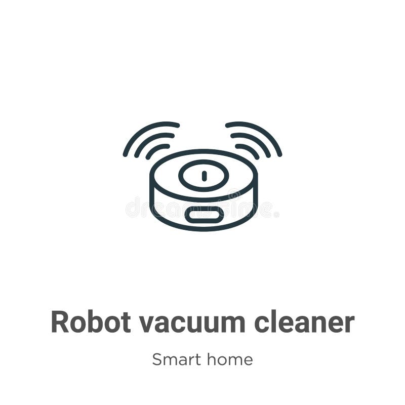 Umrisssymbol für den Roboterstaubsauger. Dünnlinienschwarzer Roboter-Staubsauger-Symbol flache Vektor einfache Elementdarstellung stock abbildung