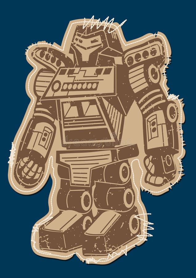 Robotflard met bruine druk op een marineachtergrond vector illustratie Robotflard met bruine druk op een marineachtergrond vector illustratie