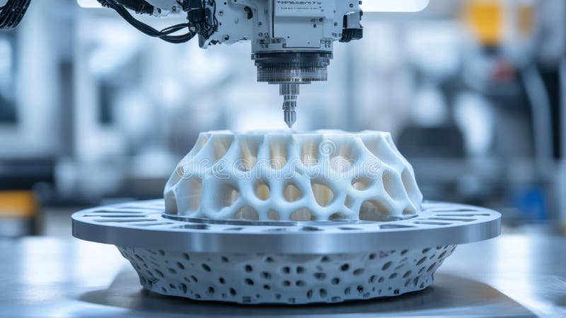 Robotic Arm 3D Printing Complex Lattice Structure vector illustration