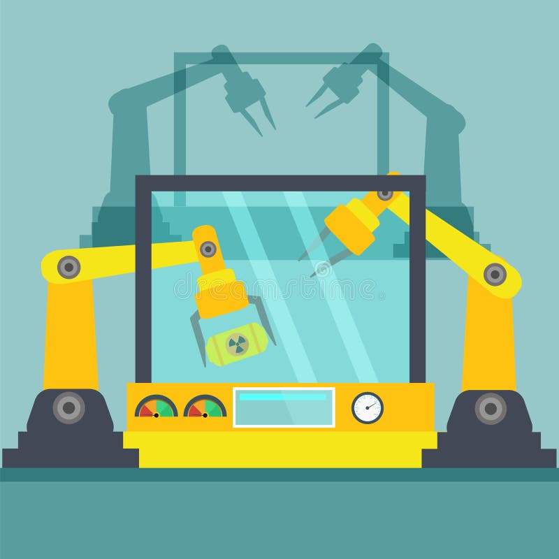 Robotic arm. Line mechanic manufacturing royalty free illustration