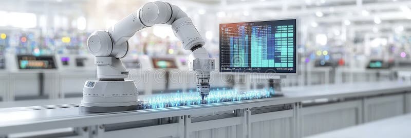 Robotic Arm Operating on Automated Assembly Line royalty free illustration