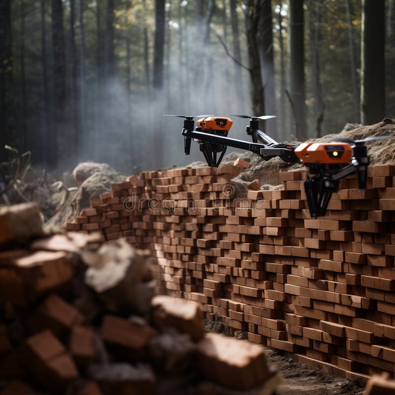 Robotic Arms Built a Brick Retaining Wall at the Construction Site