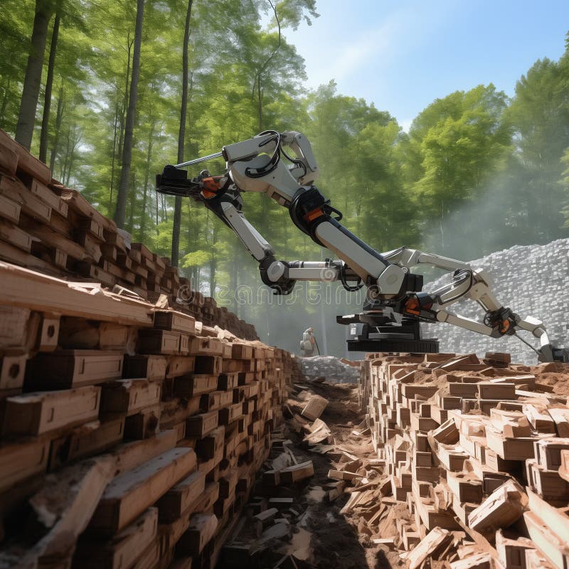 Robotic Arms Built a Brick Retaining Wall at the Construction Site