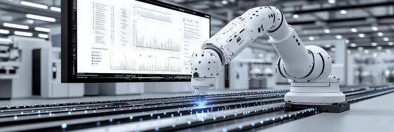 Robotic assembly line in high-tech factory royalty free illustration
