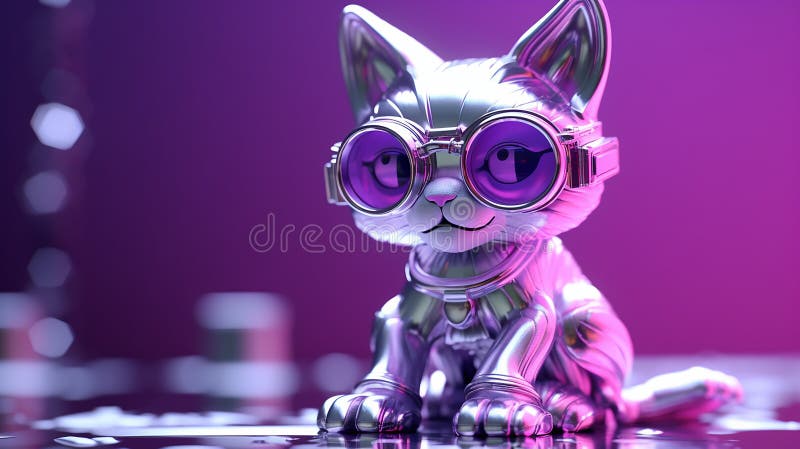 A futuristic robot cat with metallic design. A robotic cat, isolated, with a futuristic style appearance. Created using ai generative.