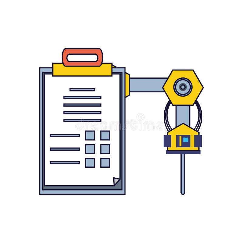 Robotic Hand Industrial with Checklist Stock Illustration