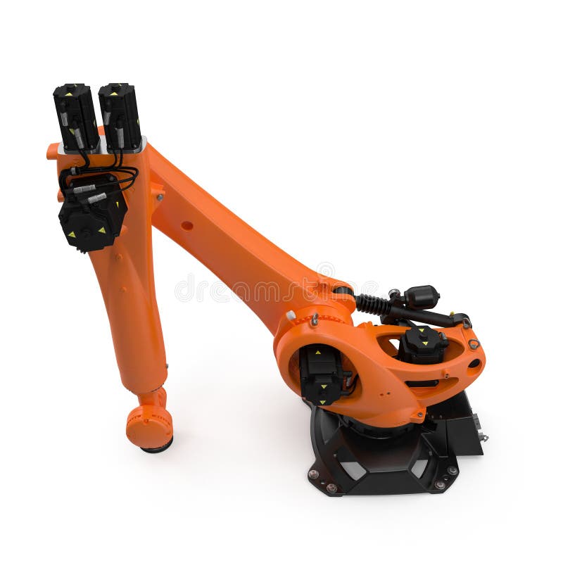 Robotic Hand Machine Tool Isolated on White. 3D Illustration Stock Illustration Illustration