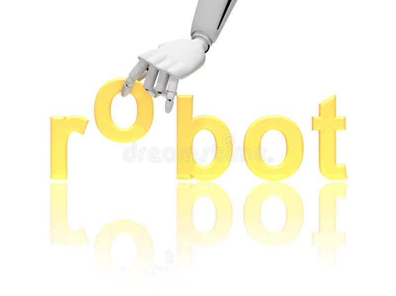 Robotic hand with word robot