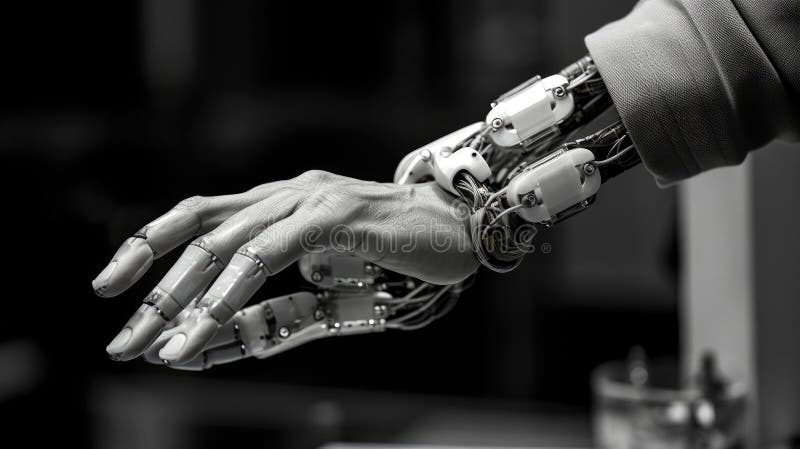 Robotic human hand. Prosthesis stock illustration