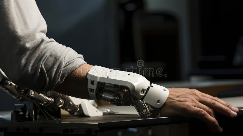 Robotic human hand. Prosthesis stock illustration