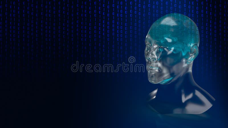 The robotic human head with graphic element face represent artificial intelligence and machine learning concept 3d rendering vector illustration