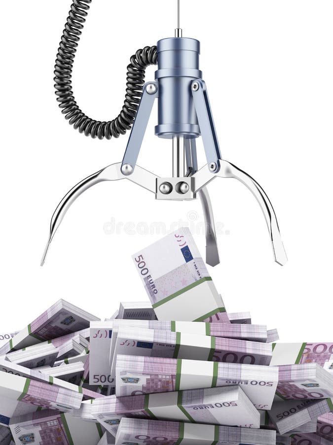 Robotic jordluckrare med euro royaltyfri illustrationer Robotic jordluckrare med euro royaltyfri illustrationer