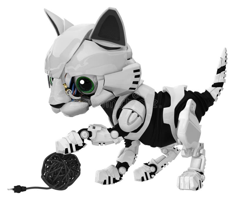 Robotic Kitten, Wire Ball stock illustration